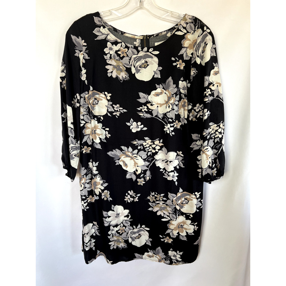 Old Navy Y2K‎ Floral Back Zip 3/4 Sleeve Mini Shift Dress Size S